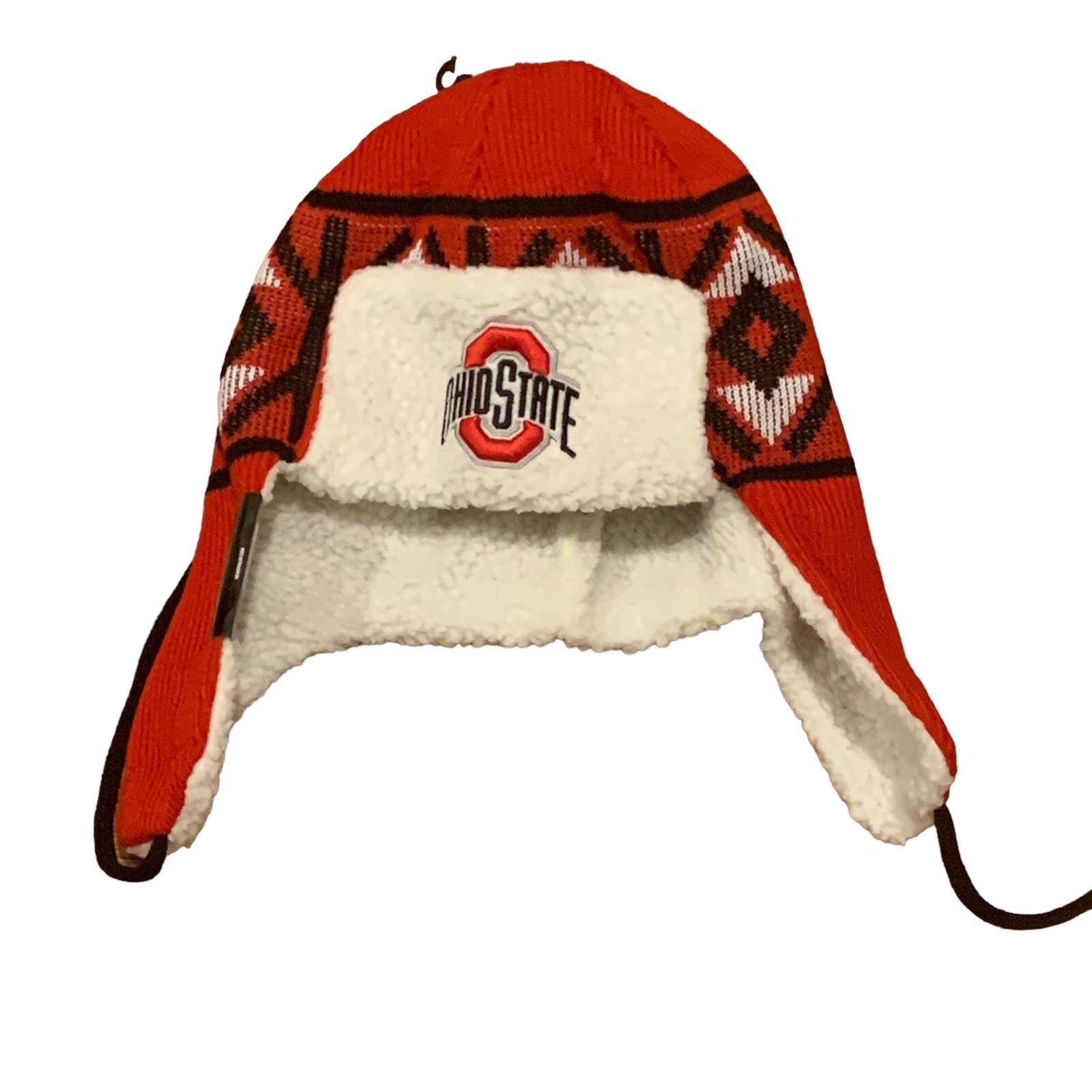 Ohio State Buckeyes New Era NCAA Red & White Trapper Knit Hat OSFM