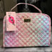 Luv Betsey Johnson Quilted Cosmetic Bag Hearts Butterflies Pink Purple NWT 52