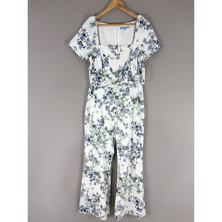 Antonio Melani Grover Printed Ivory Floral Short Sleeve Jumpsuit NEW 12