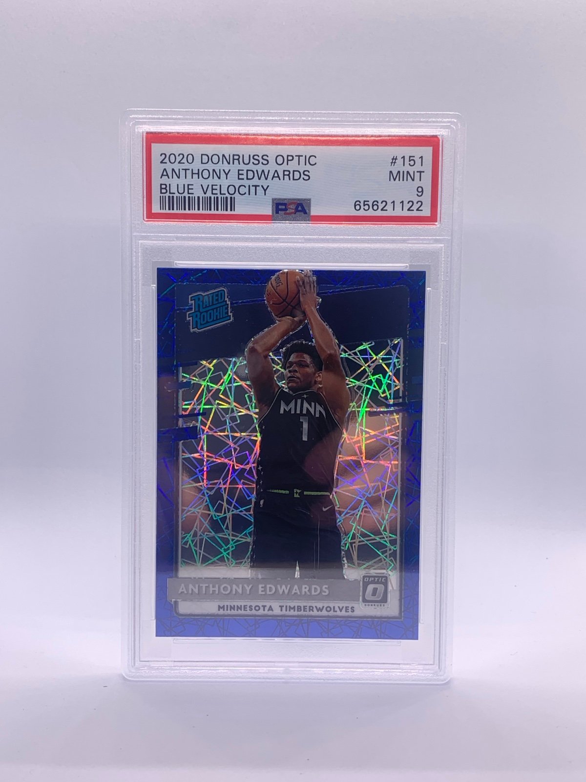 Anthony Edwards 2020 Optic Rated Rookie Blue Velocity PSA 9
