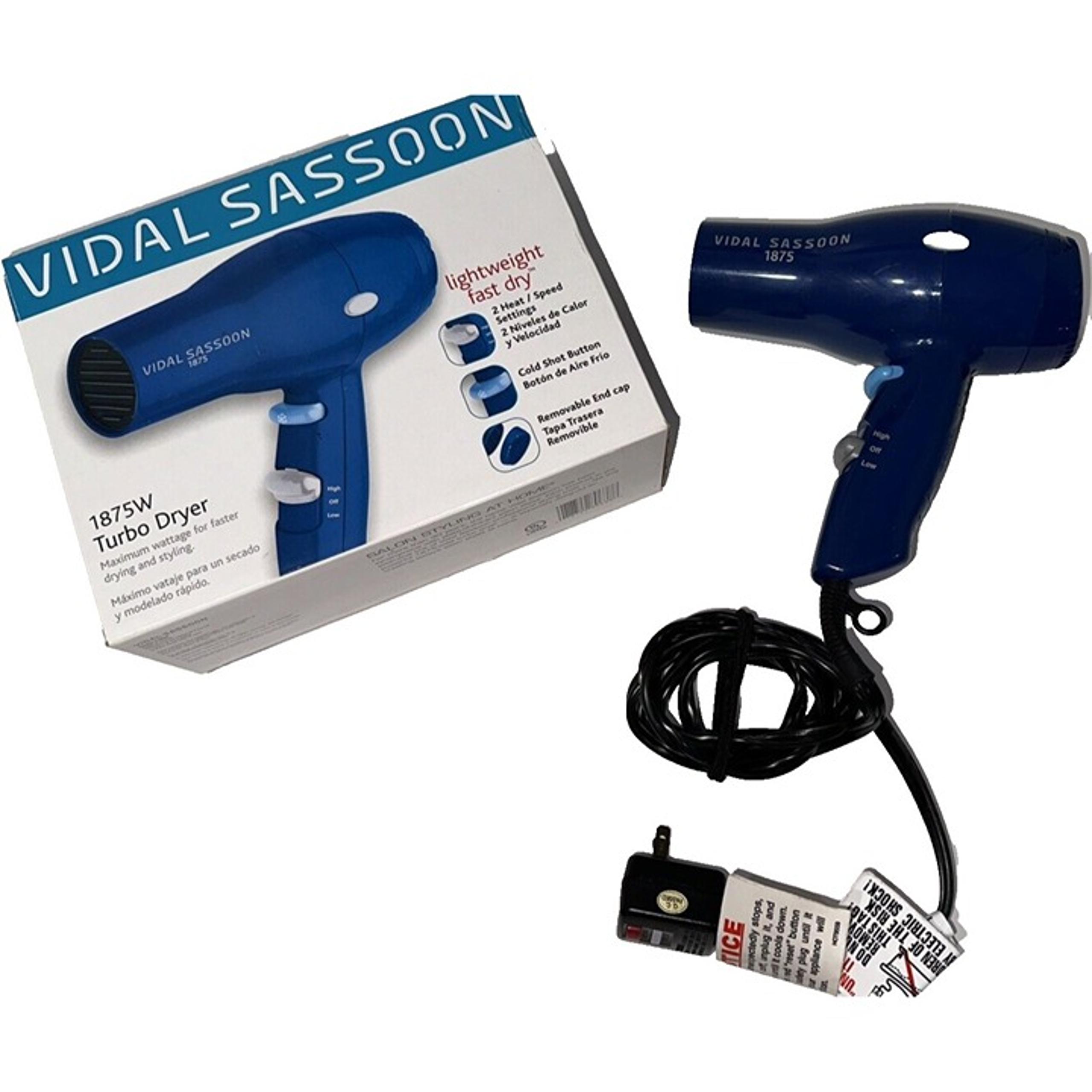 Vidal Sassoon Vintage Model VS638 On The Go Blue Travel Hair Dryer 1875 w/box