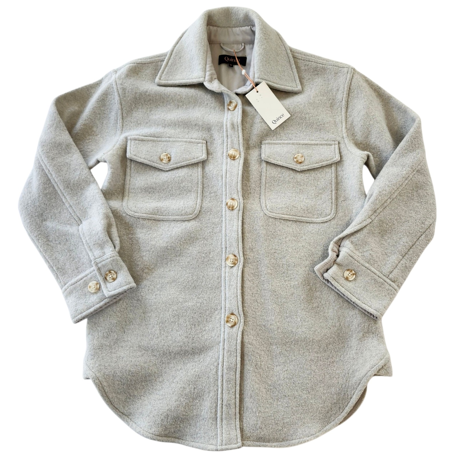 NWT Quince 100% Merino Wool Shirt Jacket Shacket Heather Grey women's Medium