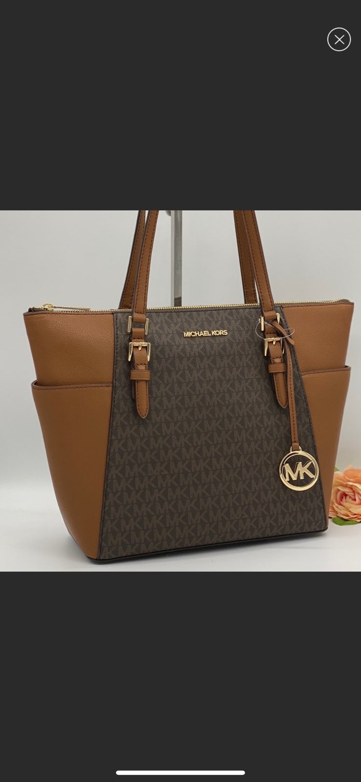 【国内即発】マイケルコース CHARLOTTE LG TZ TOTE BROWN Michael Kors Women Charlotte Brown LG TZ Tote Top Zip