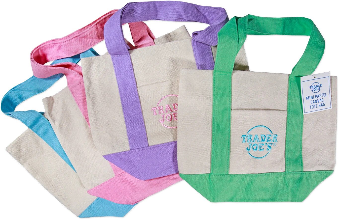Trader Joe's Mini Pastel Canvas Tote Bag Set of 4 Free shipping