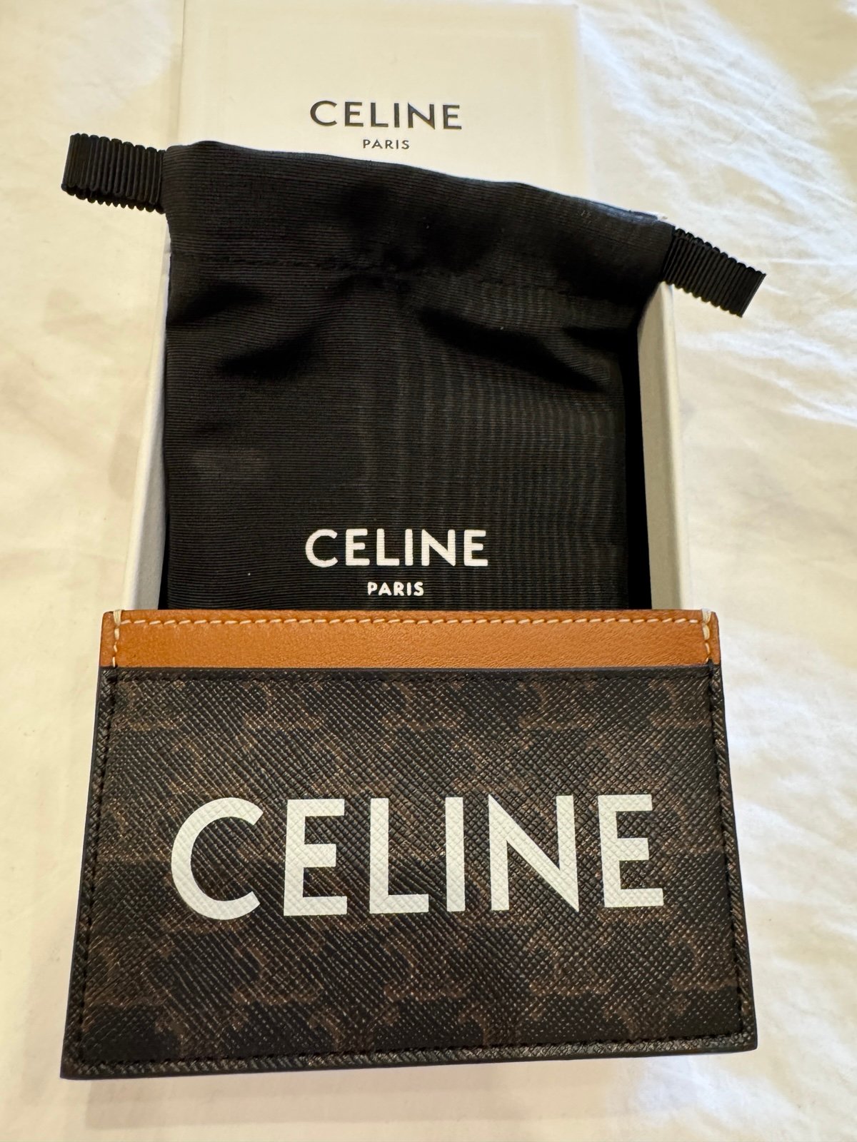 CELINE Tan Triomphe Canvas Card Holder