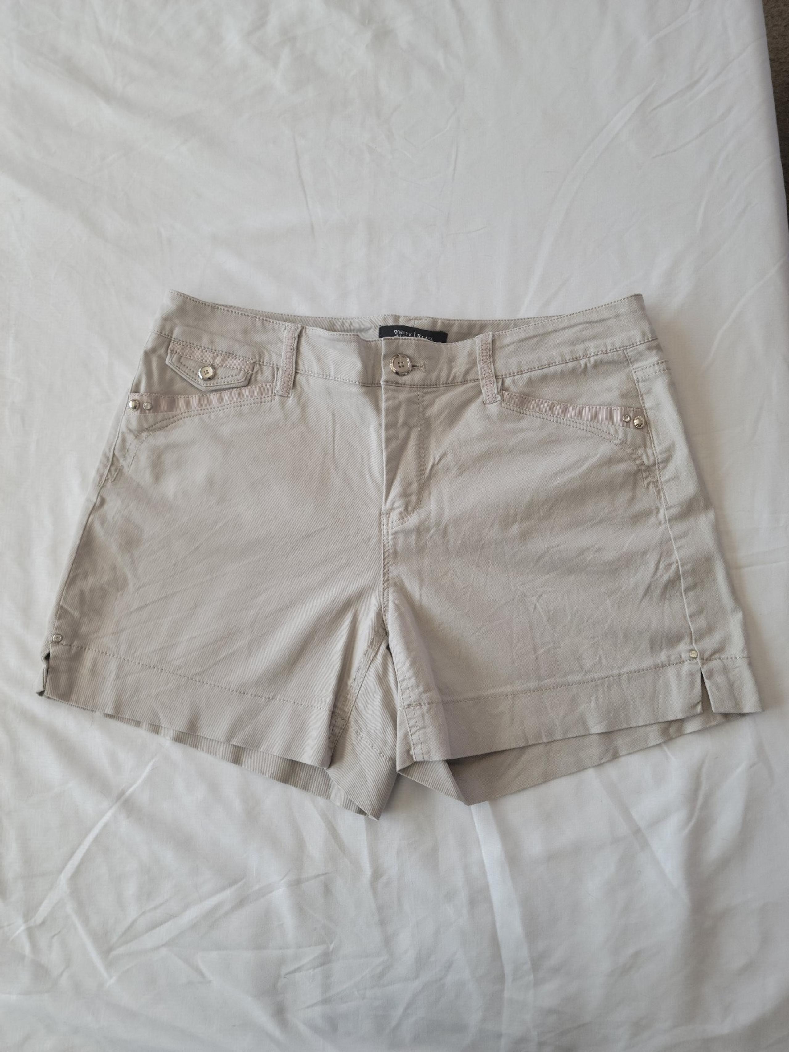 White House Black Market Tan women's shorts with rhinestone detail