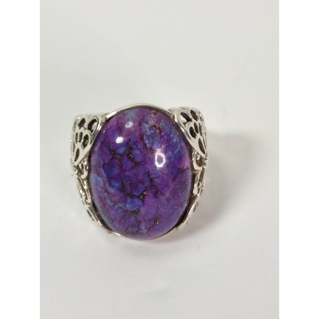 NK Sterling Silver Purple Mojave Turquoise Butterfly Design Vintage Ring S 9.5