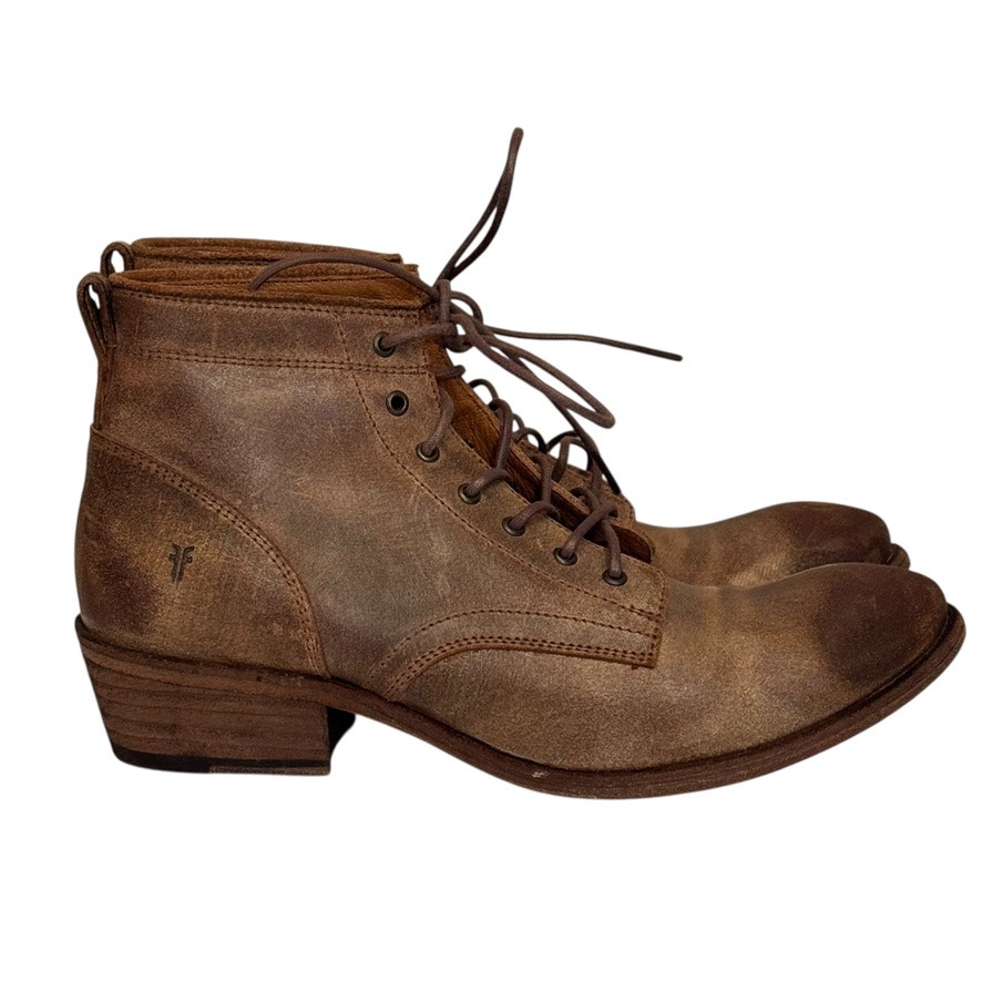 Frye Women's Leather Carson Lace Up Boots Chocolate Brown Size 9.5B Cottagecore