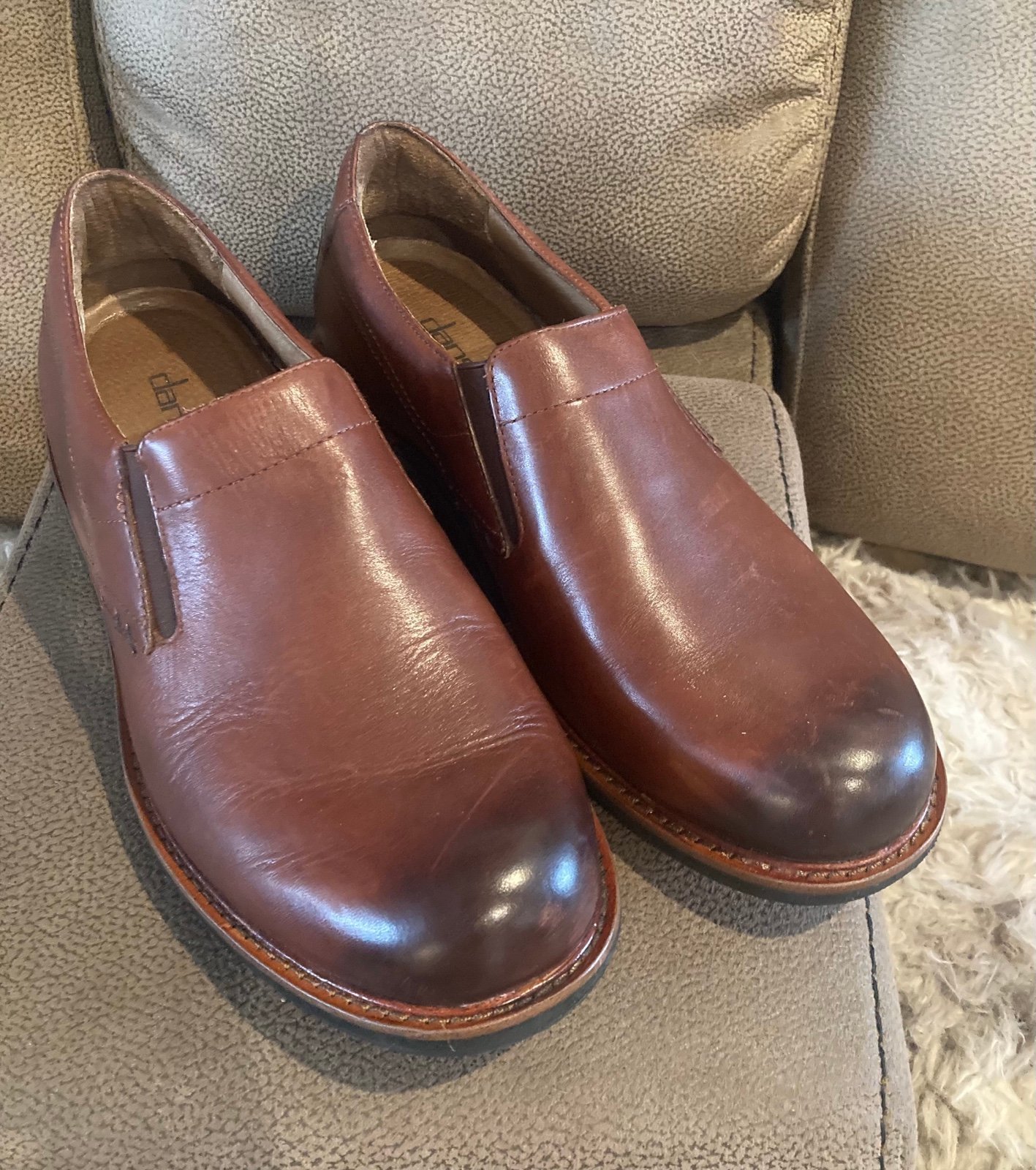 DANSKO Jackson Brown Mahogany Leather Slip On Clog Oxford Size 42 (8.5-9)
