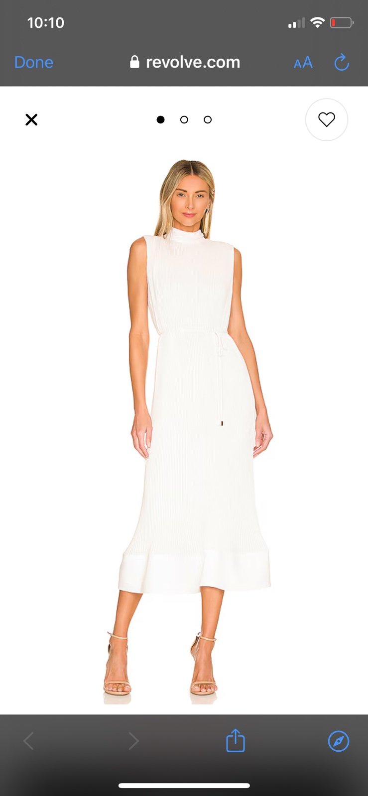 MILLY Melina Solid Pleat Dress in White