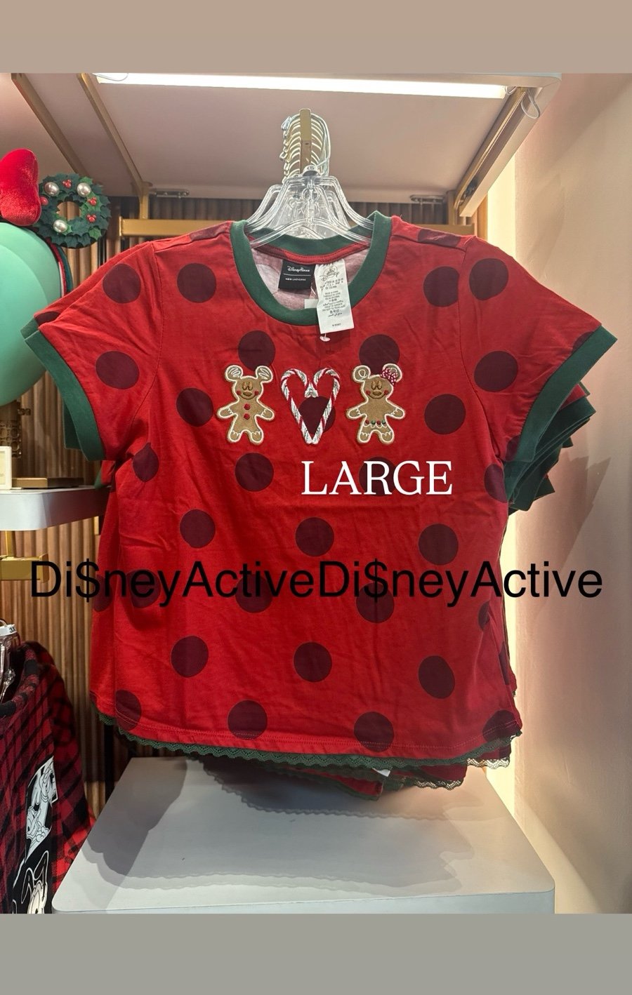 Disney Parks Mickey and Minnie Mouse Gingerbread Candy Cane Love T-Shirt
