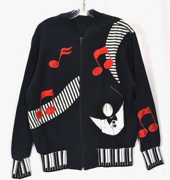 Southern Stitches And More Jacket Music Theme Piano Embellished Design Sz Small