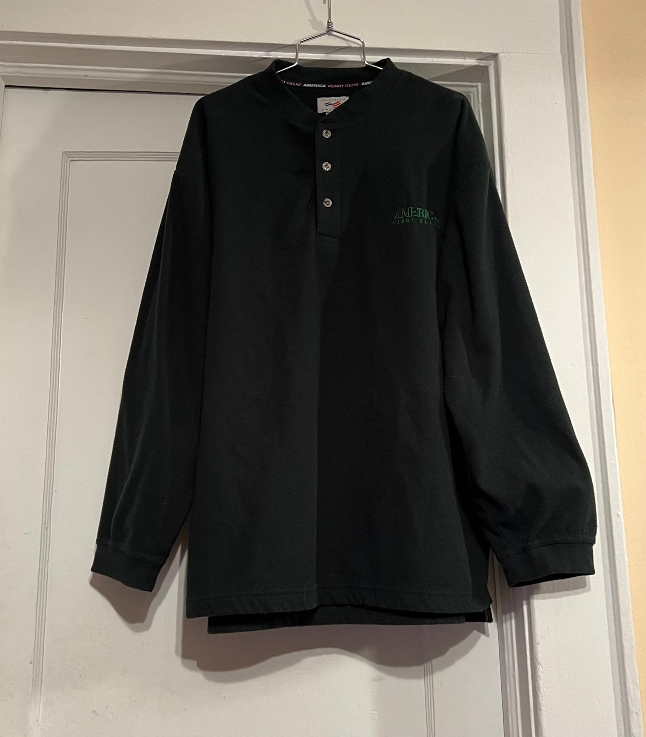 Mens Vintage 90's Perry Ellis America Fleece Pullover Size  L color green