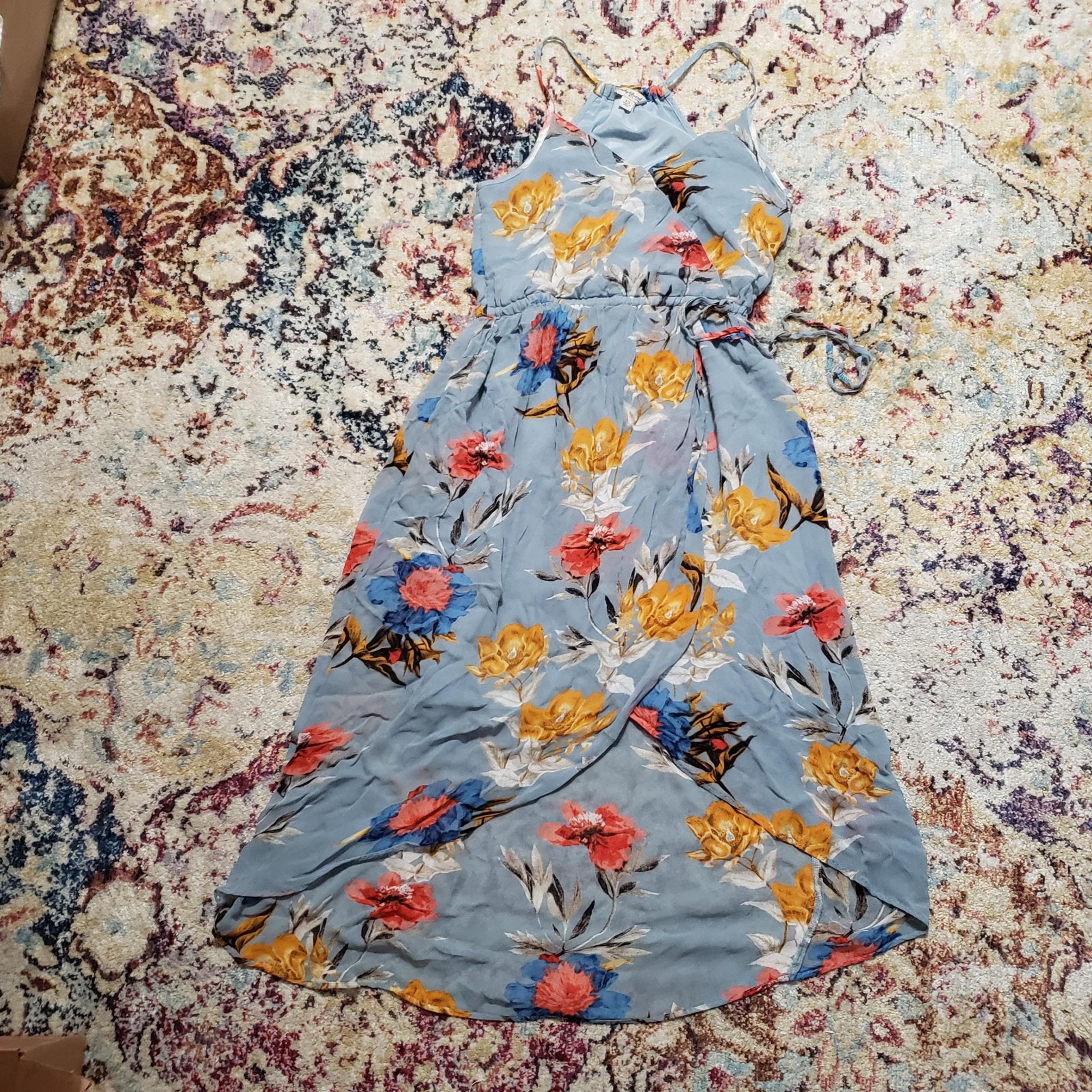 Lucky Brand High Low Sleeveless Blue Floral Dresss XS