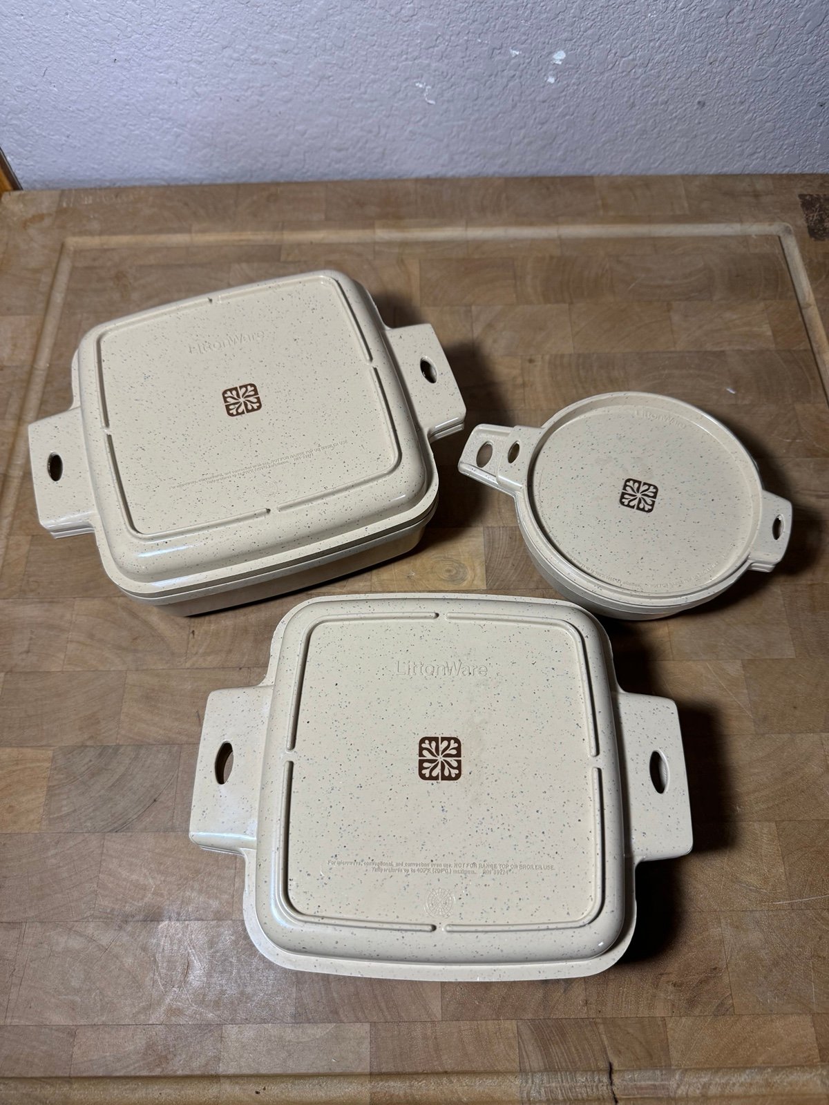 MINT Vintage Littonware Microwave Cookware w/ Lids set of 3 39277 39271 39274
