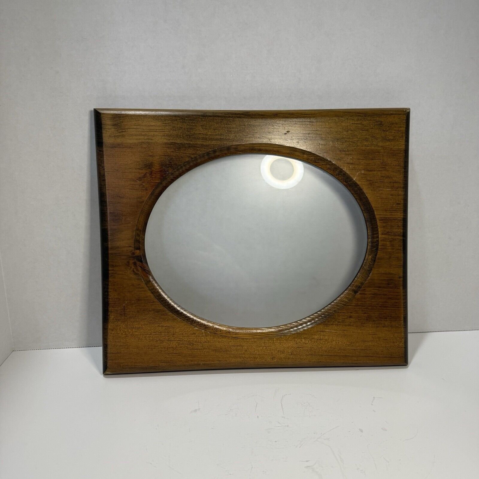 Vintage Hanging Solid Wood Picture Frame 13x11 Oval (9.5x7.5) Photo With Glass