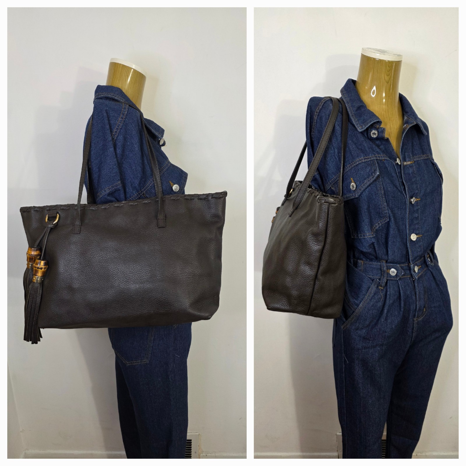 GUCCI Bamboo Tassel Tote Bag