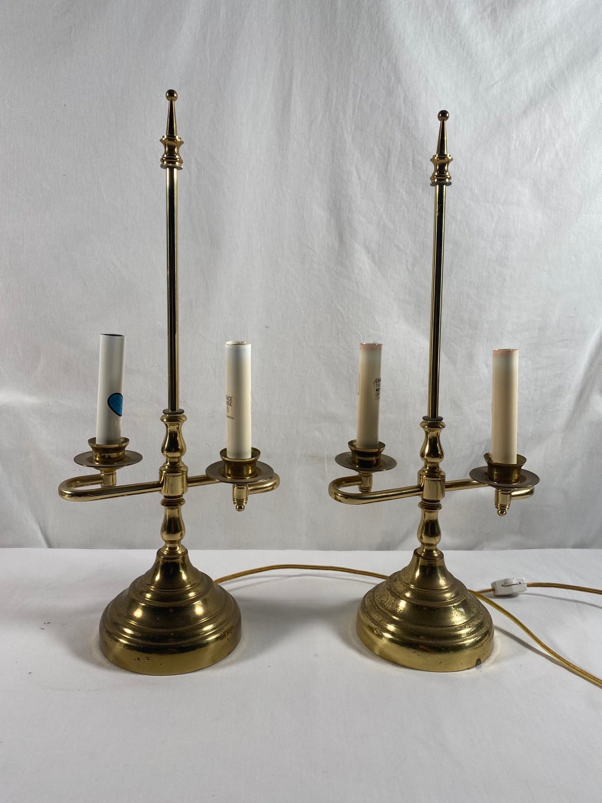 Pair of Vintage Rare 2 Candlestick 2 Light Table Lamp #196 READ