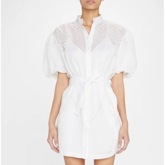 Frame Dress Womens Small White Shirt Dress Puff Sleeve New 458 *FLAW*