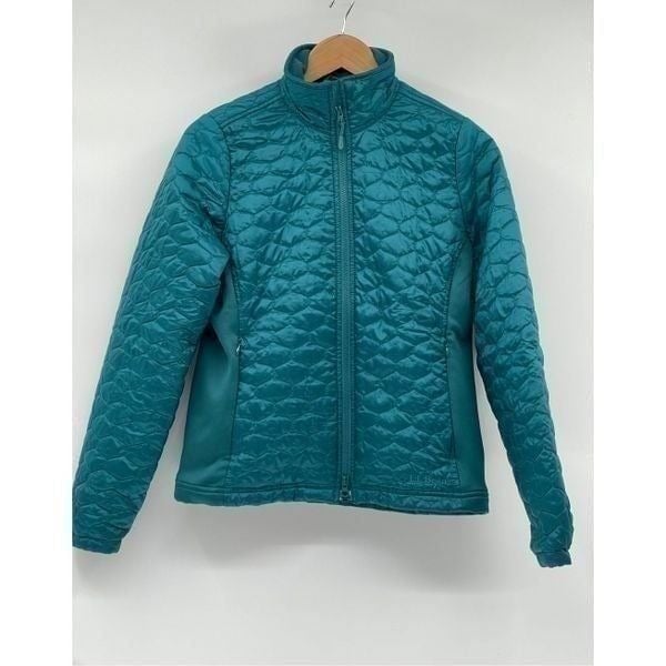 L.L. Bean Puffer Jacket Women Size XS Green Teal Quilted