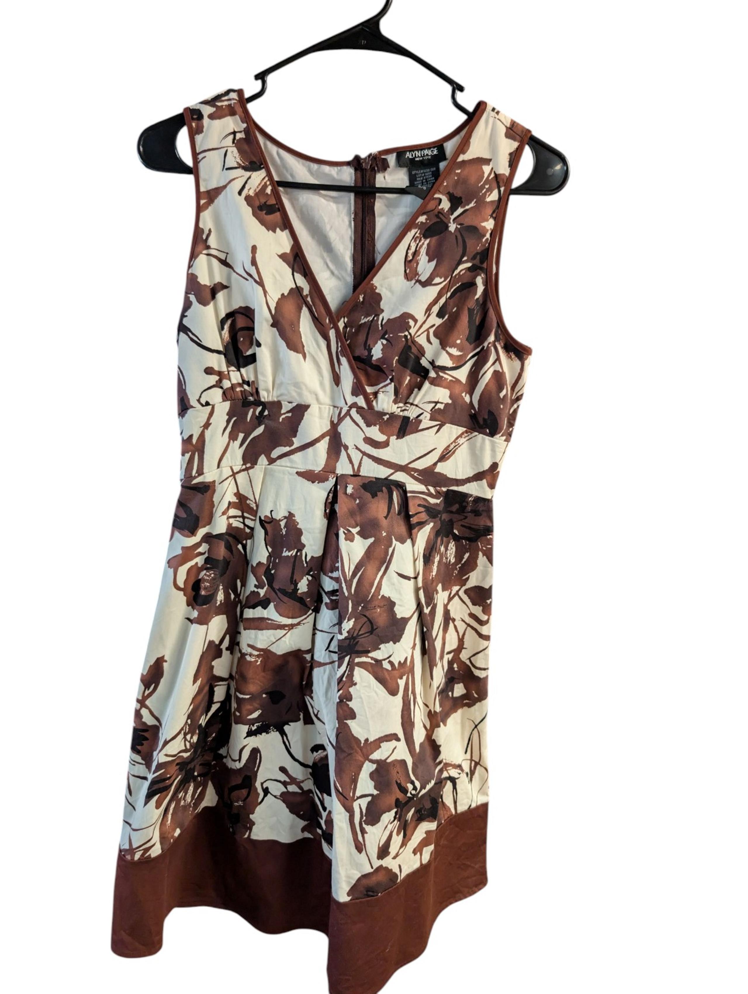 Alyn Paige New York Brown/Ivory Empire Waist Floral Dress Size 5/6