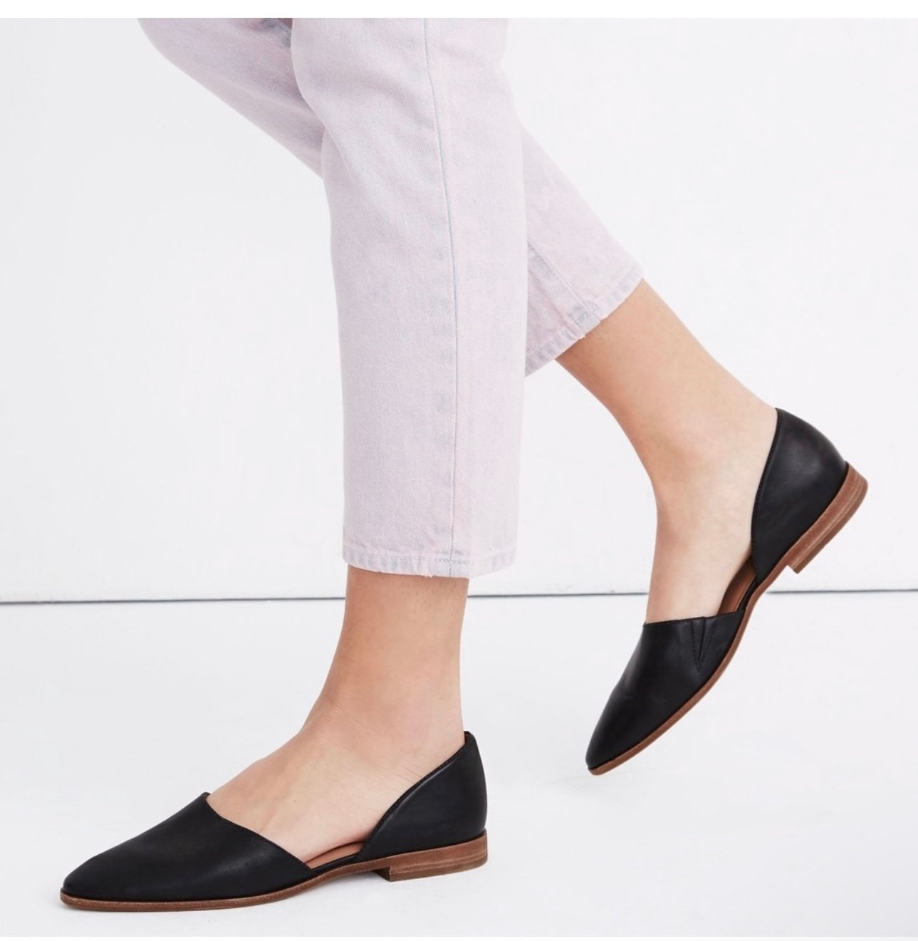 Madewell The Marisa d'Orsay Flat in Black Leather Shoes Size 10