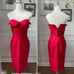 Vintage 80s Victor Costa Sexy Red Strapless Mini Dress XXS XS 4