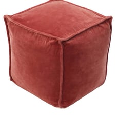 Costa Velvet Pouf Blush - Threshold™: Modern Square Upholstered Footstool,