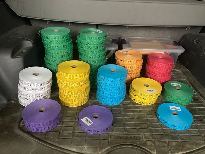50 rolls of tickets (50,000 tickets)