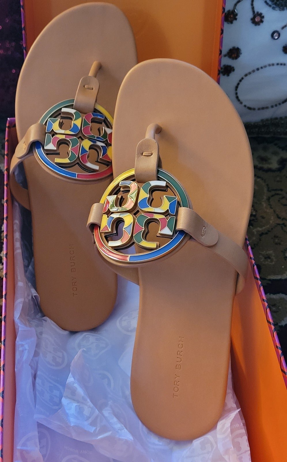 Tory Burch Enamel Miller Leather Sandals