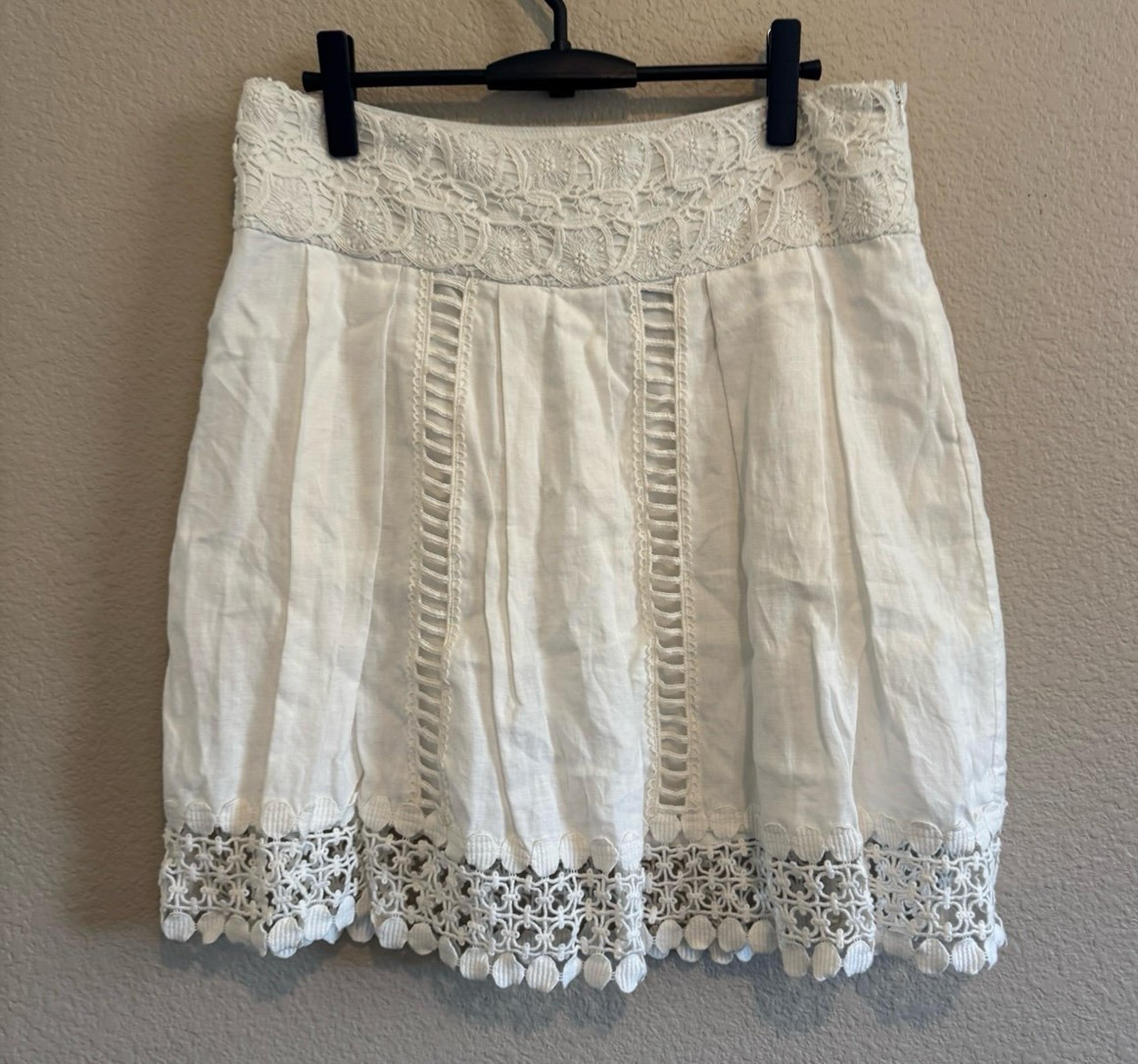 Kenar A Line Linen Skirt Size 12 White Lace Trim