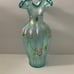 Fenton Ruffled Rim Large Iridescent Mist Green Vase