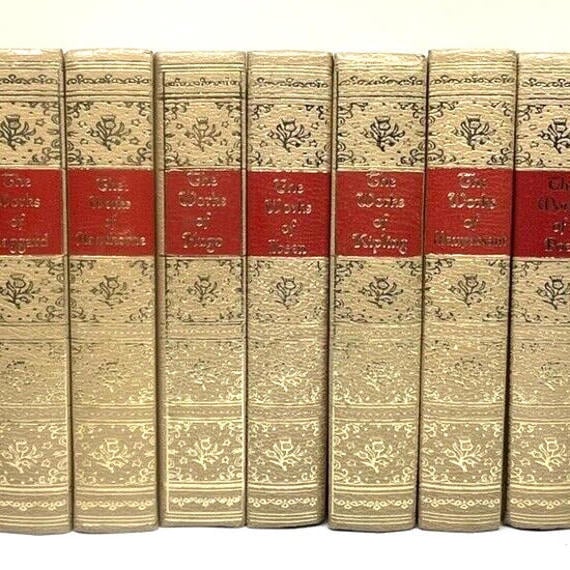 Vintage Blacks Readers Service Works Of Books Leather Bound Gold Trim LOT of 17