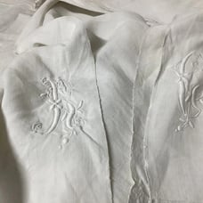 Large Double Linen Flat Sheet Vintage Antique French Rustic Bed Sheet Embroidere