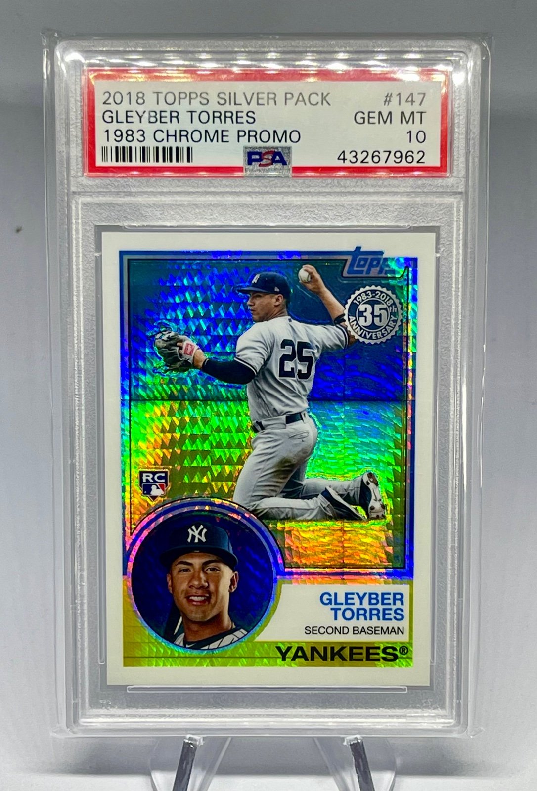 2019 Topps Chrome Sapphire Gleyber Torres PSA 10 Gem Mint #7