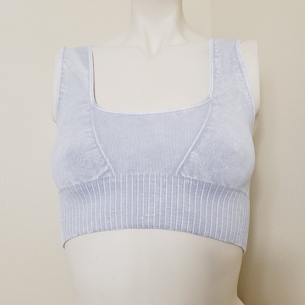 FREE PEOPLE GOOD KARMA SQUARE NECK BRA Ice Grey M/L