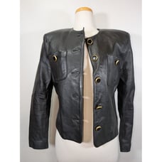 Womens Leather Blazer Jacket Black 6 Soft Lambskin Vintage 80s 90s Evan Davies