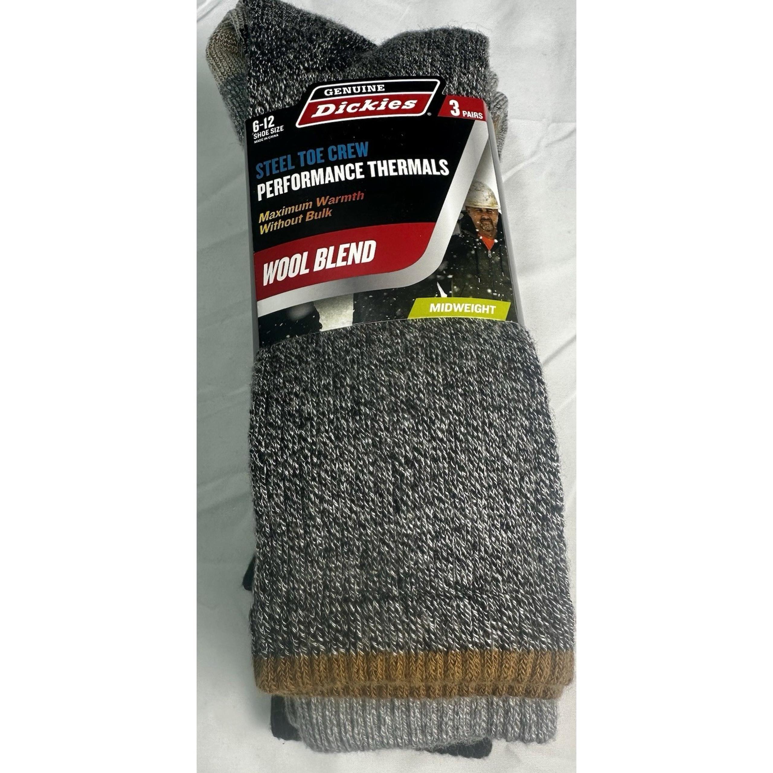 New - Dickies Merino Wool Blend Thermal Steel Toe Midweight Crew Socks - 3 Pairs