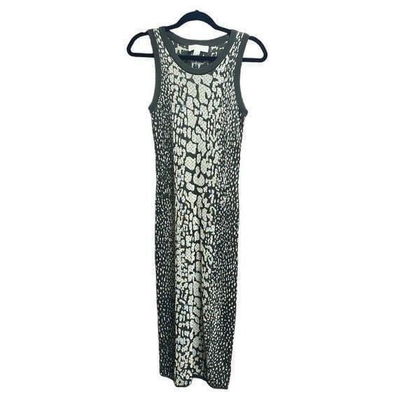 Michael Michael Kors Green Leopard Sleeveless Bodycon MIDI Dress Size Small NEW