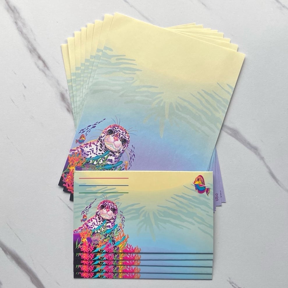 VTG Lisa Frank Skeeter Seal 13pc stationery set