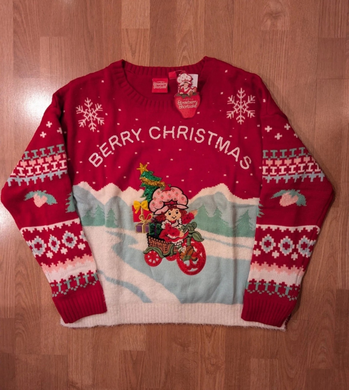 (Large) Strawberry Shortcake Women Christmas Sweater NWT