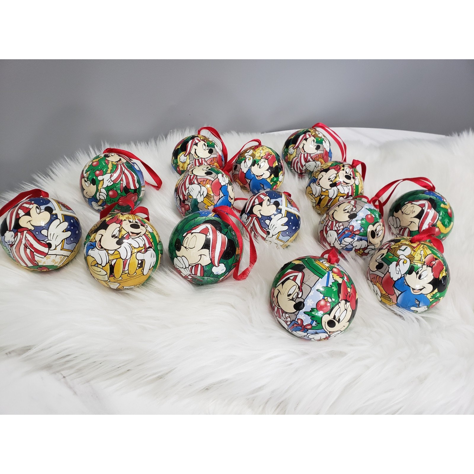Disney Mickey Twas The Night Before Christmas 14 Ornaments Vintage decoupage