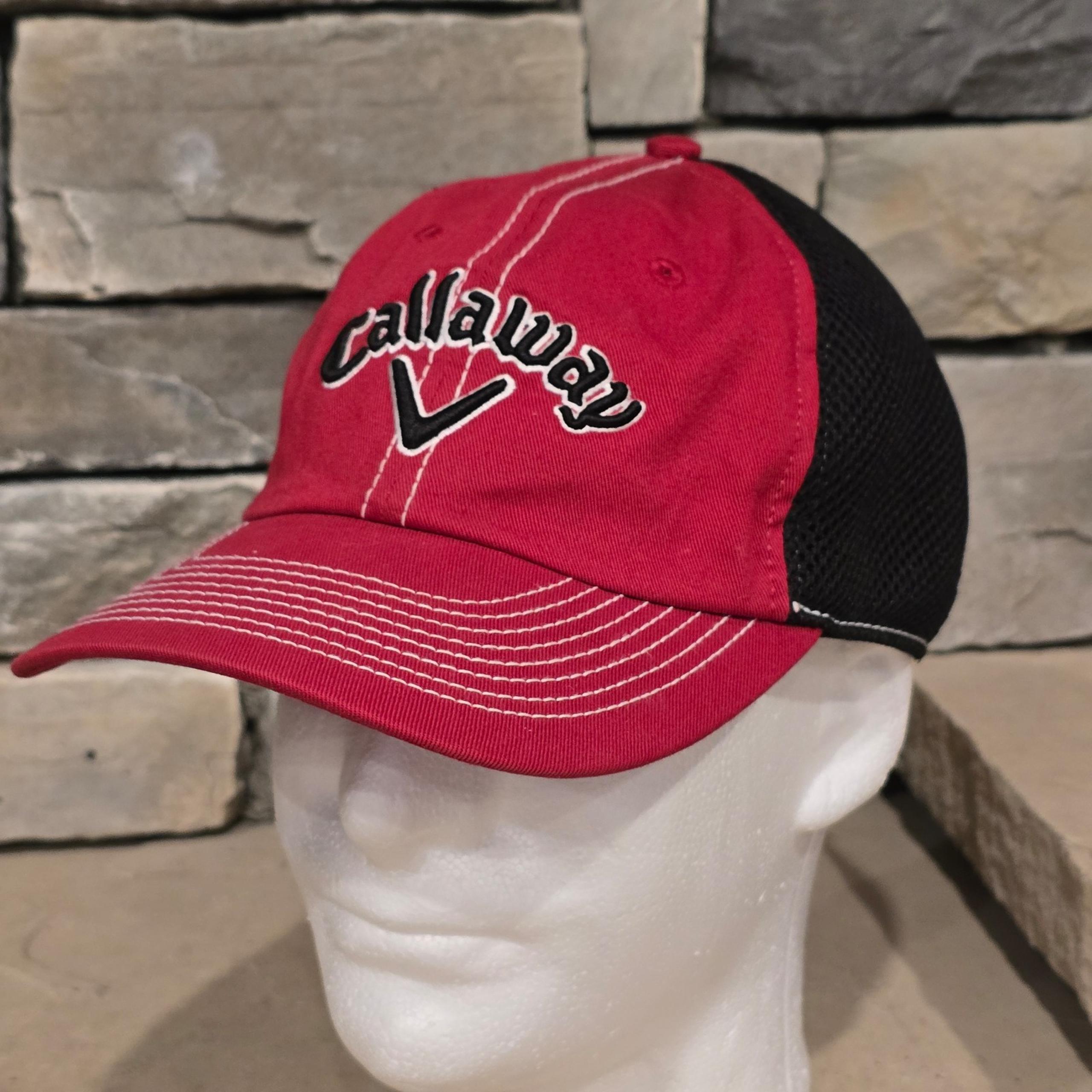 Callaway Men’s Mesh Back Golf Cap Red & Black Hat Adjustable