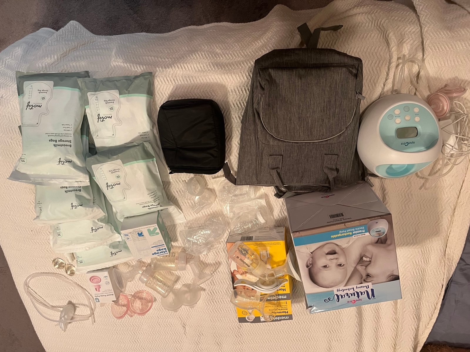 Spectra hakaa manual also breast pump lot, silverettes storage bags