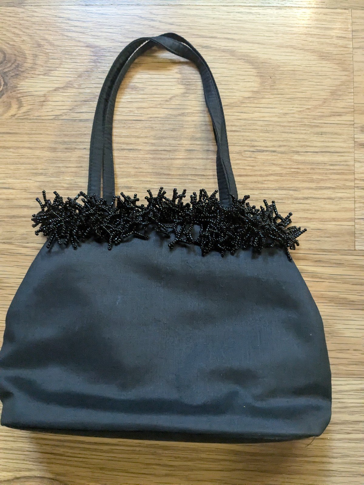 Fancy Small Black Beaded Hand Bag Purse
