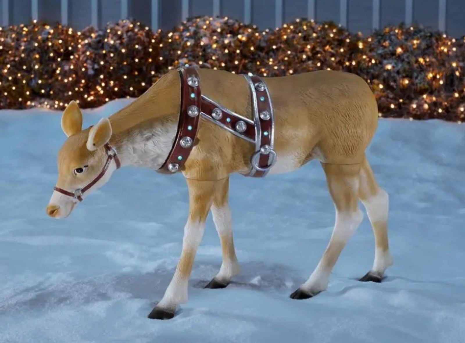 4.5 ft feeding reindeer with led lights yard sculpture