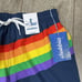 Chubbies NEW Swim Trunks Navy Rainbow Stripe Medium 7 inseam Men's