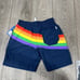 Chubbies NEW Swim Trunks Navy Rainbow Stripe Medium 7 inseam Men's