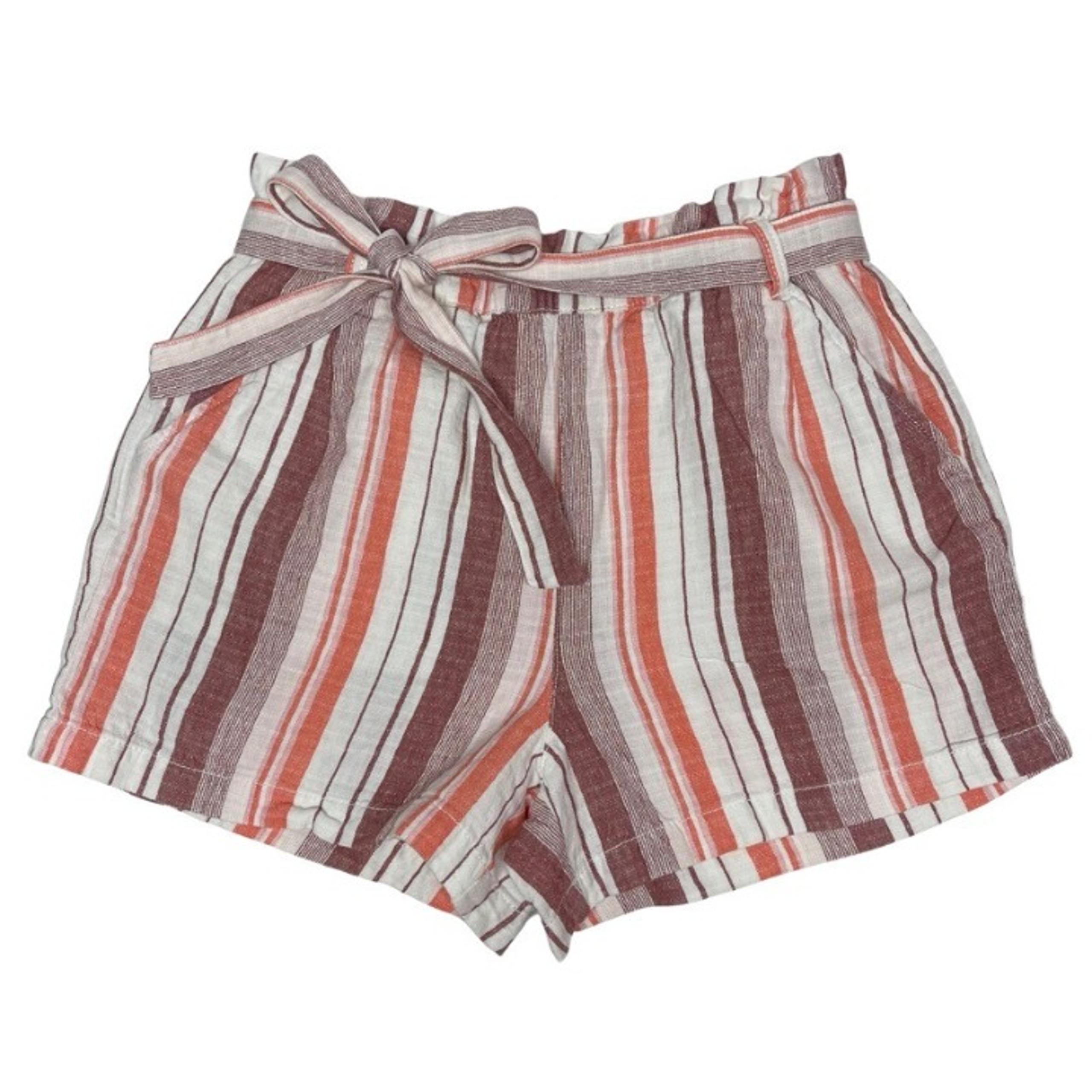 ANA High Waisted Paper Bag Shorts Linen Stripes Women's Size M
