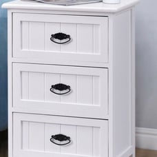 3 Drawers End Storage Wood Side Nightstand-White HW56016WH